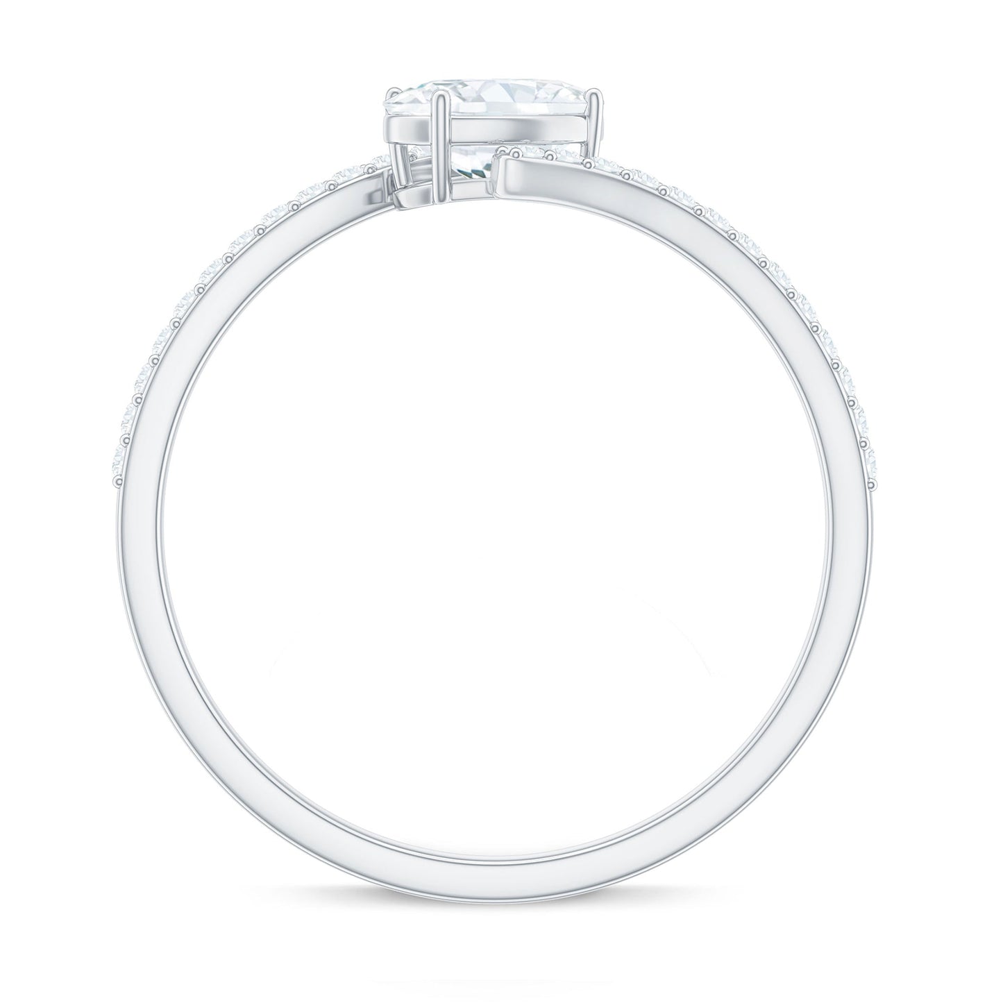 4X6 mm Oval Cut Moissanite East West Promise Ring