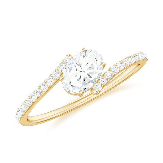 4X6 mm Oval Cut Moissanite East West Promise Ring