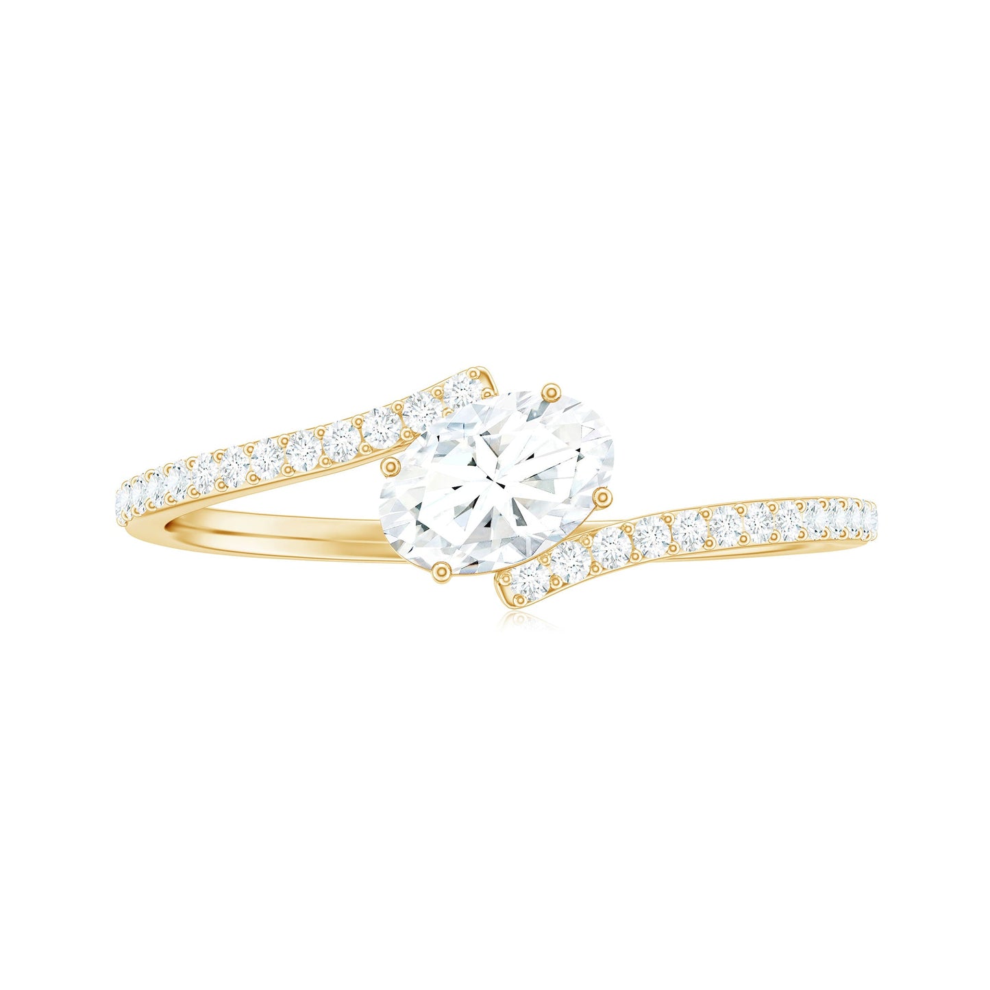 4X6 mm Oval Cut Moissanite East West Promise Ring