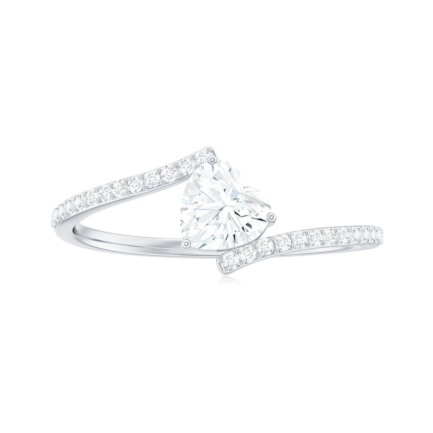 5mm Heart Shape Moissanite Promise Ring with Bypass Shank