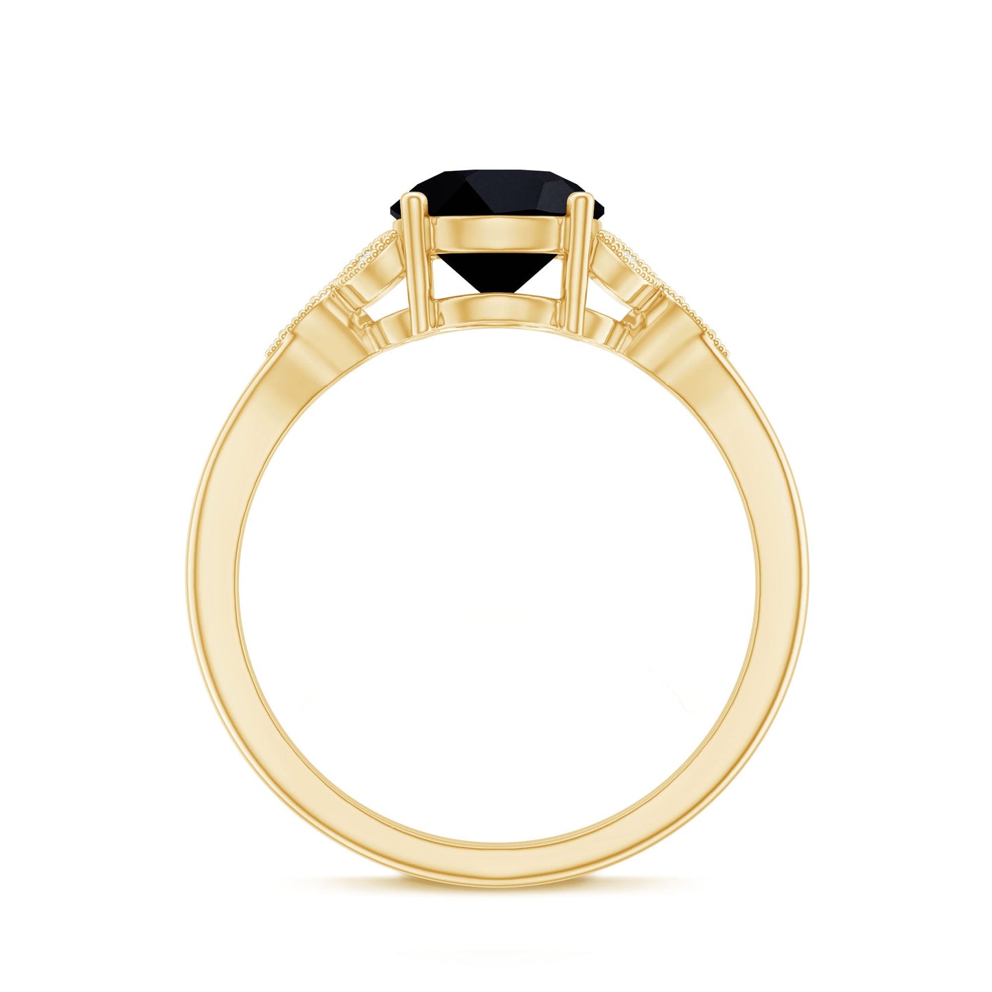 Solitaire Lab Grown Black Diamond Engagement Ring with Accent