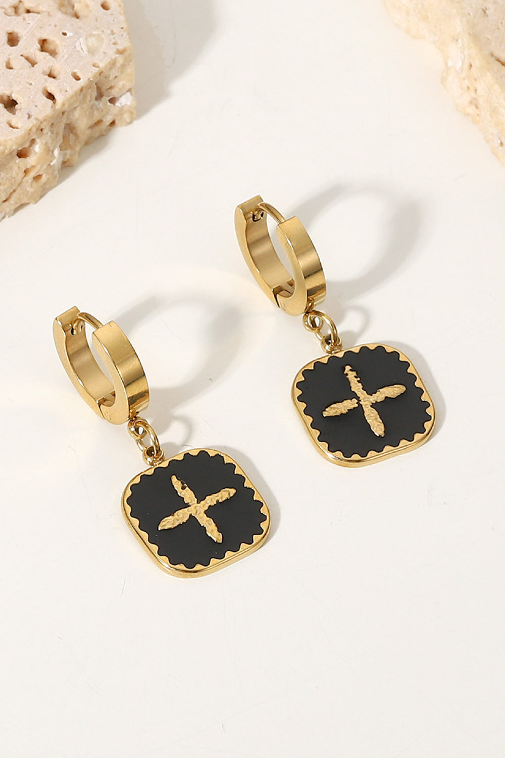 Stylish Plus Sign Square Shape Drop Earrings