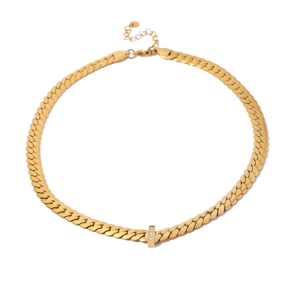 18K Gold Thick Chain Design Simple Hip Hop Style Necklace