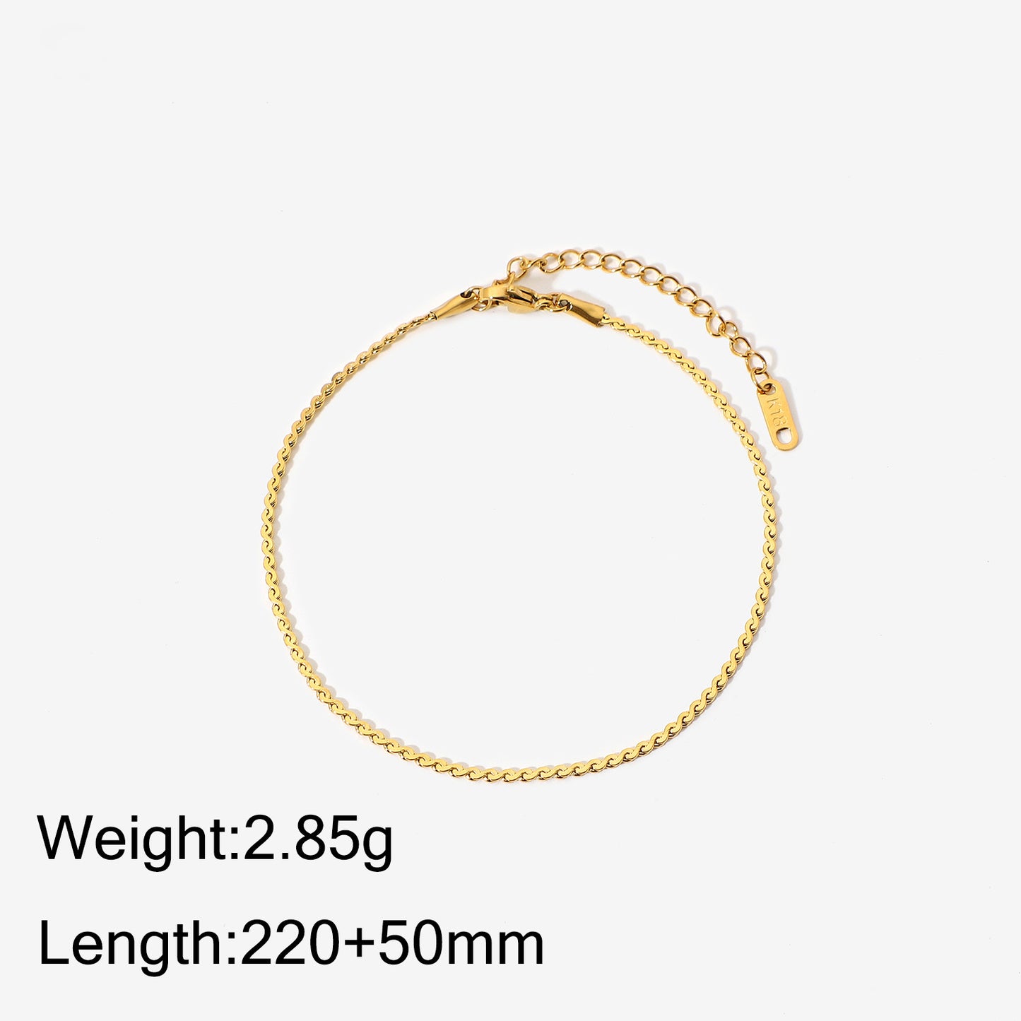 18K Gold Noble Fashion S Shape Chain Design Bracelet Anklet Necklace Set