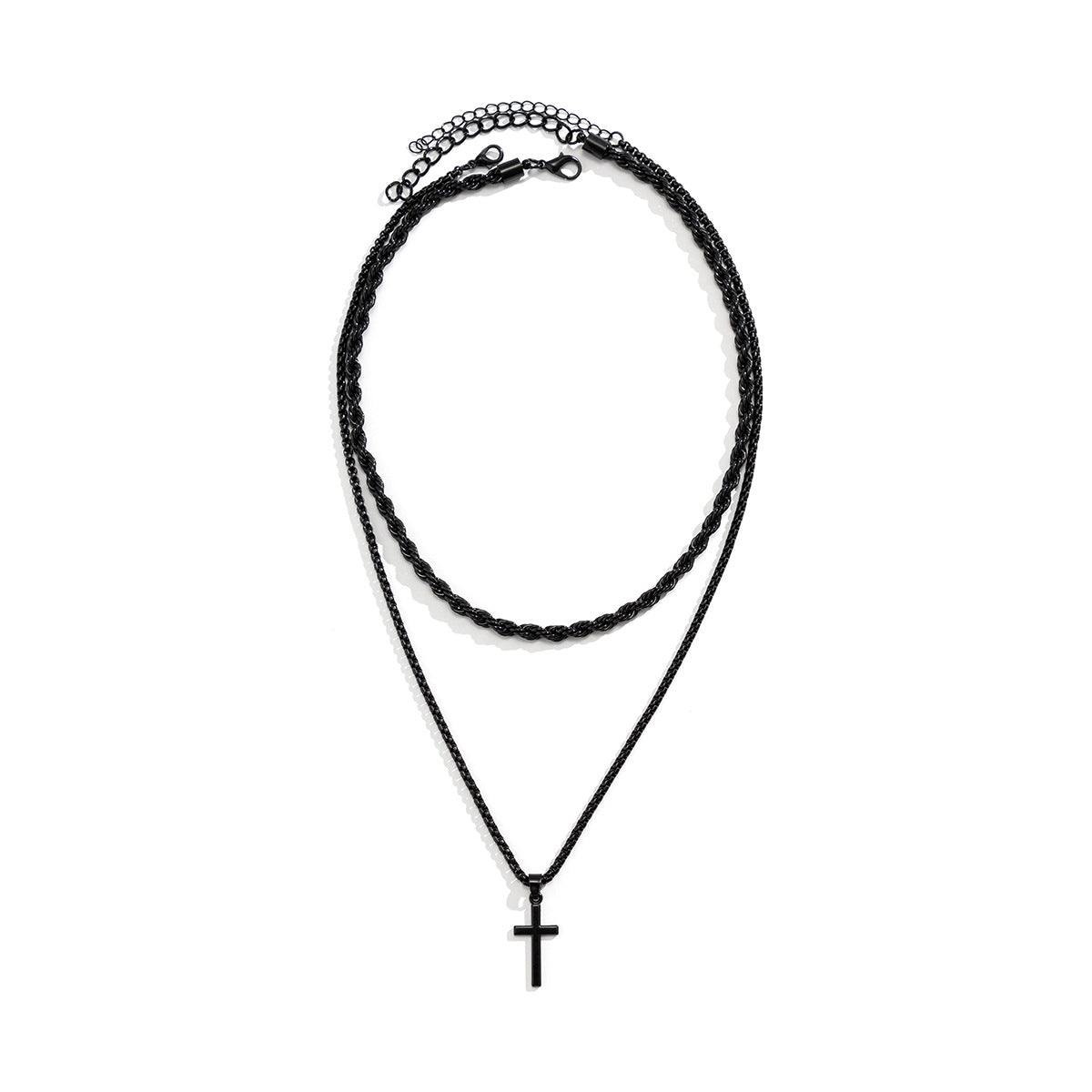 Simple fashion double stacked cross design pendant necklace