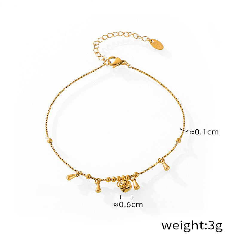 18K gold exquisite fashion hollow exquisite ball/inlaid gem design light luxury style anklet