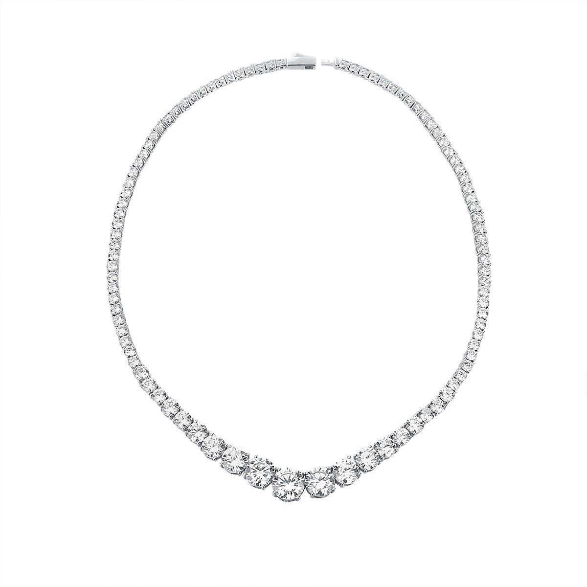 Moissanite 925 Sterling Silver Single Row Full Diamond Necklace For Women