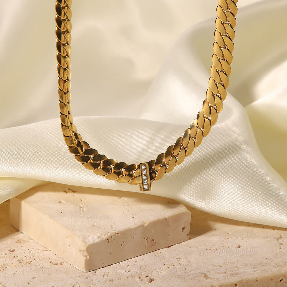 18K Gold Thick Chain Design Simple Hip Hop Style Necklace