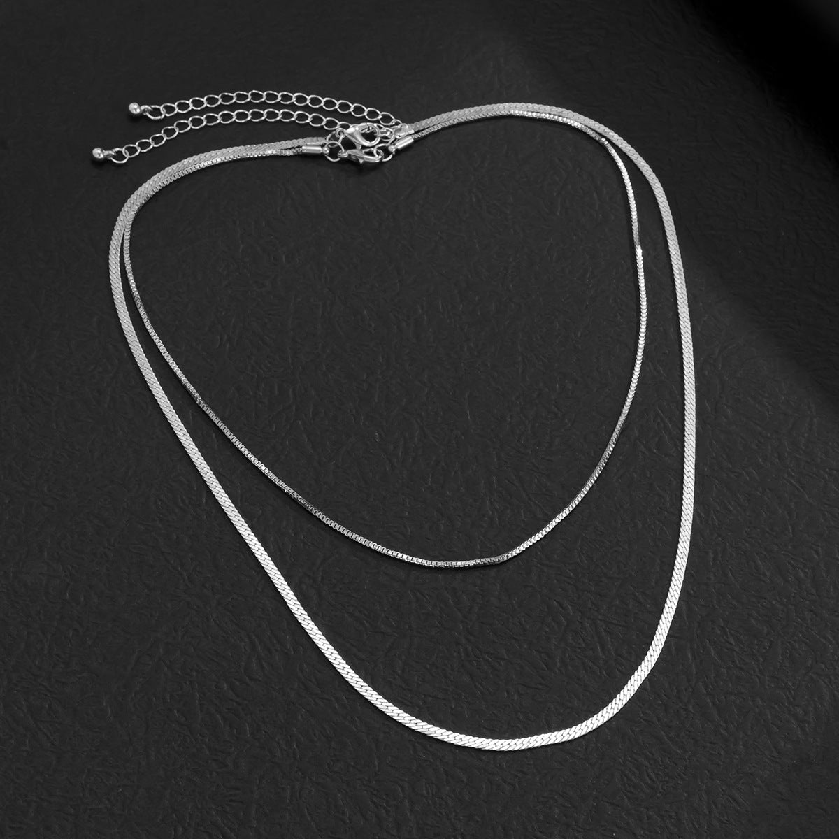 Fashionable simple double-layer flat snake chain design punk style all-match necklace