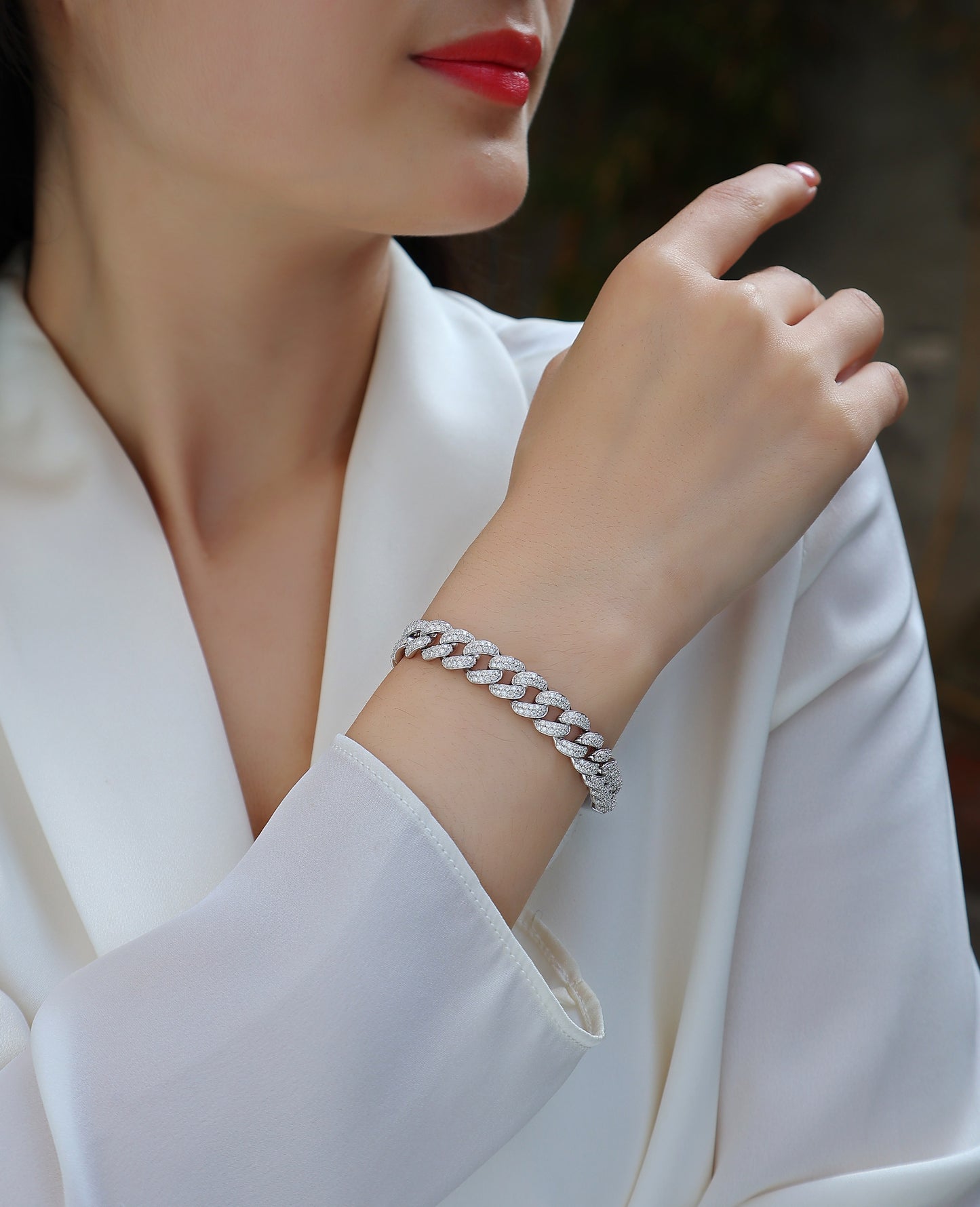 Red Glow Orange Light Silver Bracelet Set