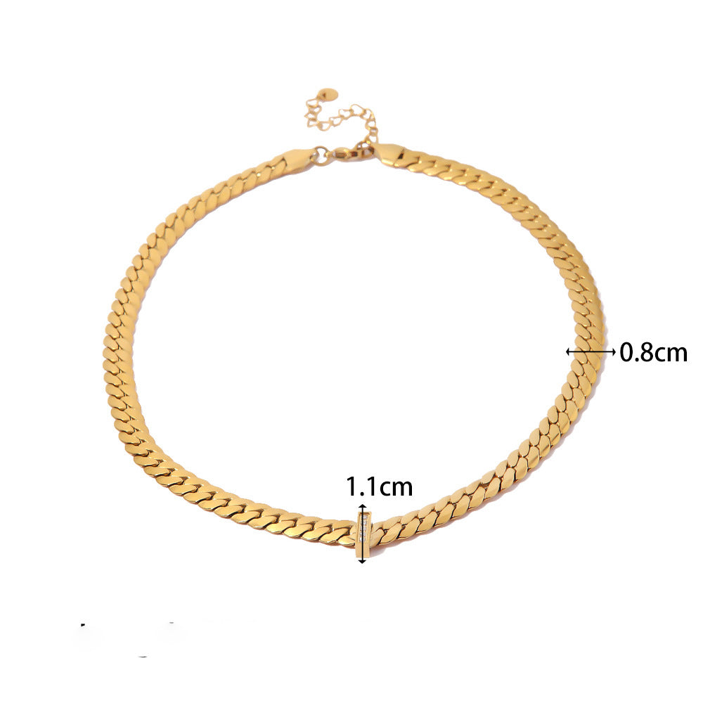 18K Gold Thick Chain Design Simple Hip Hop Style Necklace