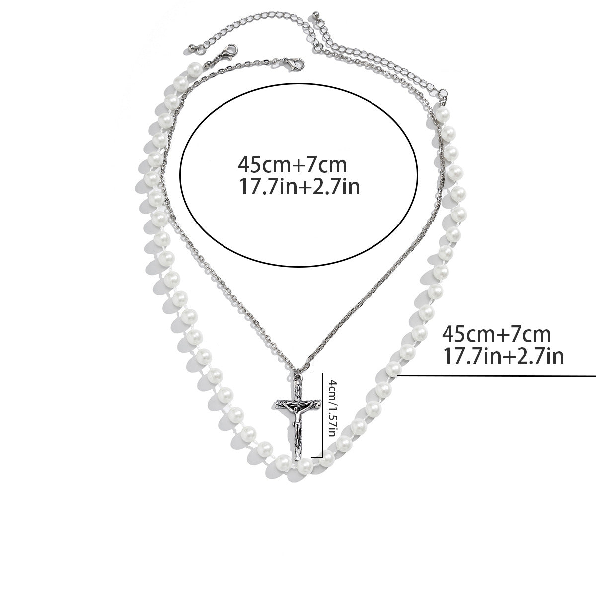 Classic simple stacked cross design with pearl all-match necklace