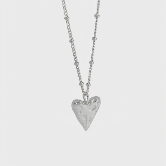 Video for Women Irregular Love Heart 925 Sterling Silver Necklace